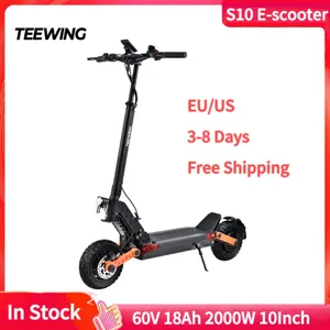 Teewing S10 Smart Electric Scooter 54 마일 접이식 킥 스쿠터 성인 2000W 배터리 60V 18V 18AH 듀얼 모터 접이식 전기 스쿠터