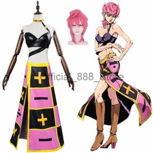 Anime JOJO Trish Una JoJo's Bizarre Adventure Cosplay Kostüme Halloween Party Moegirl Frau JK Sexy Uniform Top Rock Perücke Anzug x0830