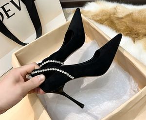 Sexy Rhinestone Women's Shoes Chain Baotou High Heel Sandals Thin High Heel Pointed High Heels Size 34-40