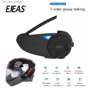 EJEAS Quick7 Bluetooth 5.0 Motorcykel Intercom Hjälmhuvudet upp till 7 Ryttare Trådlösa vattentäta Interphone Earphone Fjärr FM Q7 Q230830