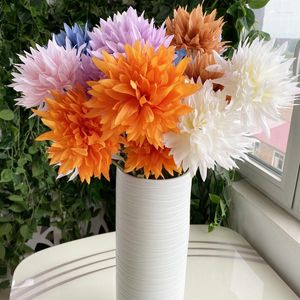 Kwiaty dekoracyjne 68 cm 3heads sztuczny płomień Chrysanthemum DIY WIERT Prezent Jedwabny Fake Flower Home Dekoracja ślubna Pography Props 9