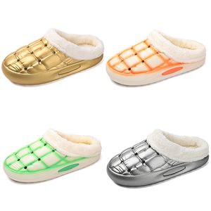 Winter fleece thickened warm home cotton slippers men woman golden silver green orange fashion trend couple color 5