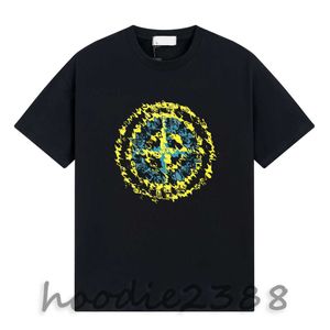 Stone-y006-15, Designer-T-Shirt mit kurzen Ärmeln, Herren- und Damen-T-Shirt, bequem und lässig, schwarz-weißer zweifarbiger Mehrdruckstil, hochwertiges Kennzeichen