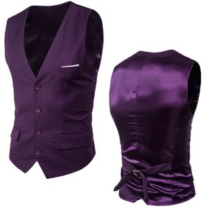 Kamizelki męskie Purple garnituru Kamizelki Men Spring Slim Fit Bez rękawów Formalna suknia ślubna Business Chaleco Hombre 230829