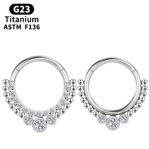Piercing Septum Titanium Cartilage Tragus G23 Nose Ring Sexy Industrial Zircon Earrings Clicker Hinge Segment Women Body Jewelry