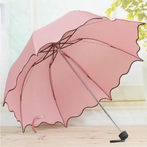 Umbrellas 여성 비우 우산 여성 손잡이 창조적 인 로터스 레이스 귀여운 공주 써니 햇볕이 잘 드는 앤티 -UV Umbralla Drinkware