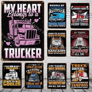 Fire Truck Metal Poster Racing Sports Car Metal Sign Classic Large Truck Målning Retro Väggskylt Garage Bar Room Home Livingroom Funny Decor Poster 30x20cm W01