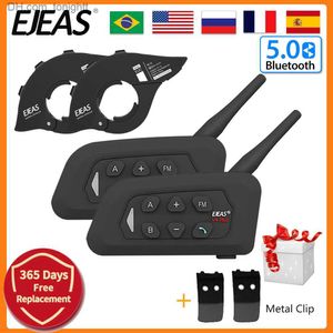 EJEAS V4 PLUS Motorcycle Helmet Intercom Bluetooth5.1 Headset for 4 Riders Moto Communicator Speaker Interphone Handlebar Remote Q230830