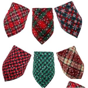 Köpek Giyim 1 PCS Noel Bandana Pet Supplies Köpekler Evcil Hayvanlar Bandanas Eşarp Küçük Önlükler Pamuklu Köpek Aksesuarları Dükkanı Drop Teslimat Ev Dhujx