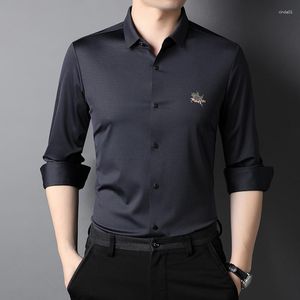 Camicie casual da uomo di marca di lusso da uomo tinta unita classica camicia con risvolto tendenza tessuto di alta qualità business designer top a maniche lunghe