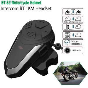 BT-S3 Motorrad Helm Headset Bluetooth-Kompatibel Intercom Moto Interphone 1000M 2 Fahrer Intercomunicador Para Motocicleta Q230830