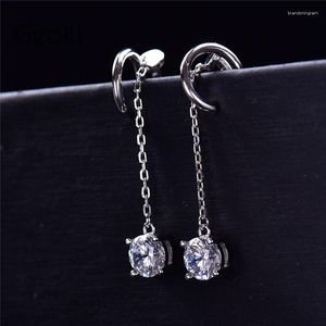 Stud Earrings Silver 925 Original Total 2 Carat Round Brilliant Cut Diamond Test Past D Color Moissanite 4 For Teen Girls