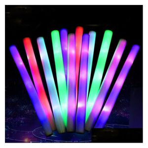 Andra evenemangsfest levererar 200st LED Glow Sticks bk colorf rgb skum stick cheer tube mörkt ljus för jul födelsedag bröllop drop de ot0ti
