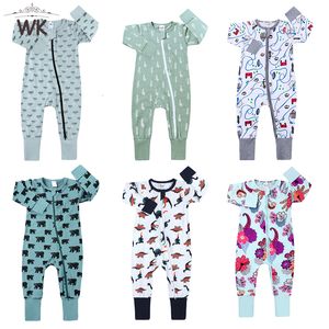 Rompers födda Baby Girls Boys Crewneck Jumpsuit Toddler Långärmad babysuit outfit PlaySuit Cotton Cartoon Print Children Clothing 230830