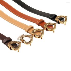 Belts Unique PU Dress For Woman Gold Buckle Korean Style Alloy Waist Accessories Love Heart Belt Leather