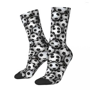 Herrensocken Happy Soccer Balls Vintage Harajuku Hip Hop Casual Pattern Crew Crazy Sock Geschenk bedruckt