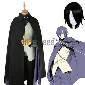 Boruto Uchiha Sasuke Cosplay Traje Terno Casaco Manto Colete Top Calças Luvas Festa de Halloween Carnaval / Preto Peruca Curta X0830