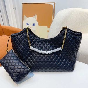 Französische Damen-Tragetasche mit supergroßem Fassungsvermögen, klassische Einkaufstasche mit kleinem Rautengitter, Leder, gesteppt, Luxus-Designer-Handtasche, Modegeschäft, Koffer, mehrere Pochettes