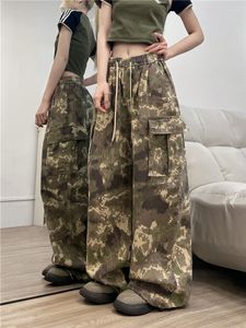 Kvinnors byxor Spring Women Cotton Camouflage Cargo Streetwear Hip-Hop byxor Lossa raka breda ben Y2K-stilälskare kläder