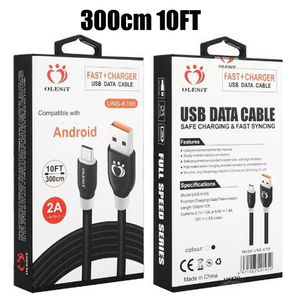 olesit USB To Type Type Micro Data Cable 3M 10ft Fast Charging Super Quick USB-C OD5.0 QC3.0 Samsung Apple iPhone 15の充電器アダプターPDラインと小売ボックス付きPro Max