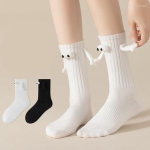 Women Socks Men Cute Funny Magnetic Suction 3D Doll Couple Holding Hands