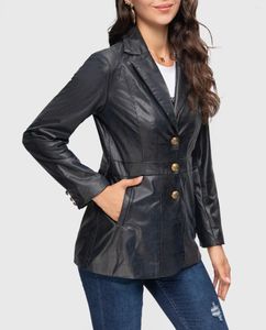 Women's Leather FASHIONSPARK Faux Jackets Button Down Oversized Vintage PU Blazer Classic Lapel Motorcycle Jacket Biker Coat