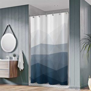 Shower Curtains Geometric Blue Shower Curtain Liner Popular Waterproof Fabric Shower Curtain Bathroom Decor Contemporary Bath Curtain With R230831