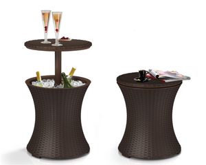 Ice Buckets And Coolers Pacific 75 Gallon Cool Bar Resin Outdoor Patio Beverage Cooler Table Storage Rattan Look Brown 230829