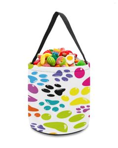 Storage Bags Color Dog Claw Print Basket Sweet Candy Bucket Portable Home Bag Hamper For Kids Toys Party Decoration Supplies