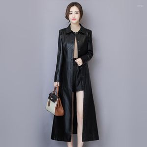 女性の革の女性シープスキン秋冬2023年ファッション暖かい長いジャケットを厚く羊のコートスエードアウターウェイル