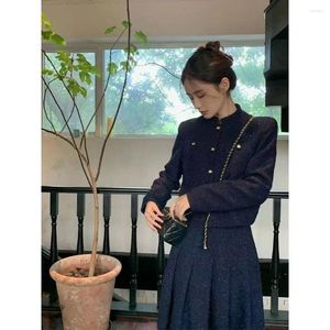 Two Piece Dress High-end Quality Women's Suit Skirt Temperament Fragrant Style 2023 Autumn Retro Coat Long Two-piece Jacket Set