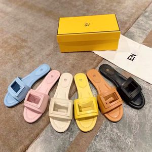 الكلاسيكية The Signature F Slies Woman Sandal Designer Shoe Summer Man Man Slipper Luxury Black White Red Pink Calfskin Rubber Rubber Rubber Randal With Box