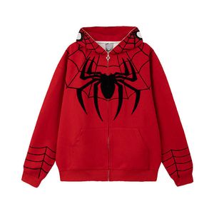 Retro aranha hoodie masculino solto casaco de rua outono/inverno hip hop marca moda manga longa 100% algodão material