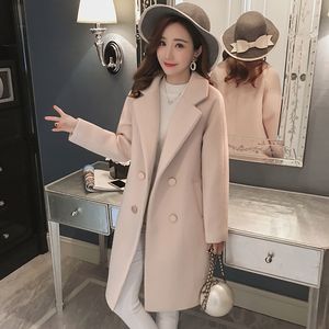 Womens Wool Blends Luxury Elegant Winter Overcoat Long Woolen Coat Cardigan England Style Female Loose Solid Jacket 230830