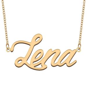 Hänge halsband lena typskylt halsband för kvinnor rostfritt stål smycken guld pläterad namn kedja femme mammas flickvän gåva