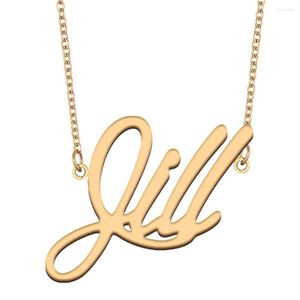 Pendant Necklaces Jill Nameplate Necklace For Women Stainless Steel Jewelry Gold Plated Name Chain Femme Mothers Girlfriend Gift