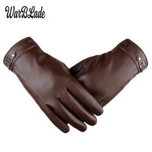 Mittens Mens Business Gloves Winter Keep Warm Touch Screen Windproof Driving Guantes Male Autumn PU Leather 230829