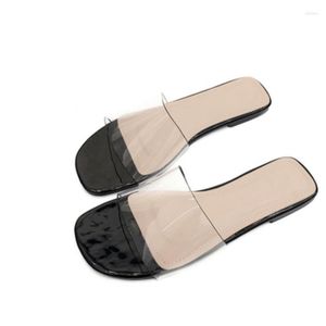 Kappy kobiety przezroczyste czarno -białe otwarte slajdy letnie buty spłaszczone mieszane kolory 48 34 Style Rzymu pasuje do rozmiaru