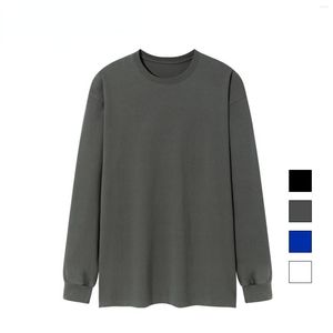 Mäns T-skjortor 240G Pure Cotton Solid Color T-shirt för män och kvinnor med vit stor storlek svart långärmad bottenskjorta