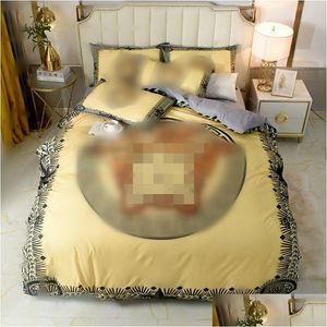 Set di biancheria da letto Designer di moda giallo Piumino queen size Er Lenzuolo con federe Set di piumini di alta qualità Consegna a domicilio Dh3Nz