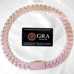 2023 Custom Rose Gold Cuban Necklace 20mm 24inch 4Rows Moissanite Diamond Full Iced Out Hiphop Cuban Link Chain Necklace