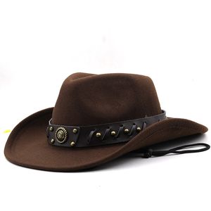 Wide Brim Hats Bucket Designer Brand Western Cowboy Hat Wool Jazz Top Men's and Women's Autumn Winter Felt Big Enice Cap Gorras Para Hombres 230830