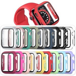 PC Hard Watch Case with Film Screen Protector for Ap iWatch Series 8/7/6/5/4/3/2/1 Full Coverage Cases 38 40 41 42 44 45 49mm including OPP Packages Steel tempered film
