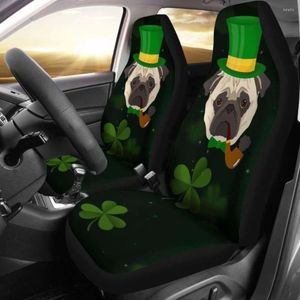 Capas de assento de carro Pug irlandês pacote de 2 capa protetora frontal universal