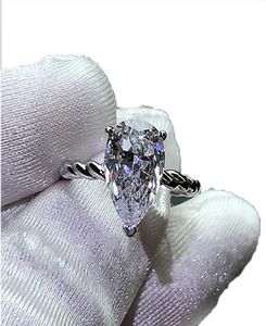 Bling Water Drop 3ct Lab Diamant Ring 925 Sterling Silber Bijou Verlobung Ehering Ringe für Frauen1774359