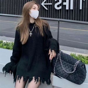 Autumn And Winter Sweater Korean Loose Lazy Wind Hole Personality Tide Design Sense Pullover Thick For Women