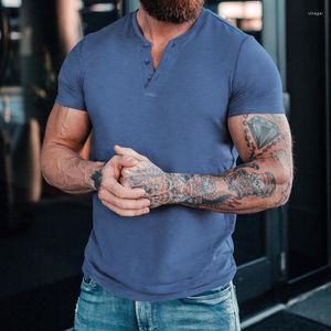 Men's T Shirts Vintage Button-down V Neck Tees Tops Men 2023 Spring Summer Fashion Loose Solid Shirt Mens Clothes Leisure Short Sleeve