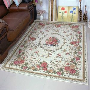 European Style Thick Delicate Floral Carpets For Living Room Decor Pastoral Area Rug Bedroom Home Floor Door Mat Big Carpet HKD230830