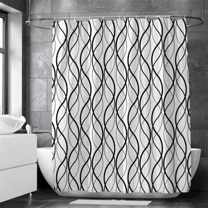 Shower Curtains Black and White Lines Shower Curtain Bathroom Curtain Waterproof Bathroom Curtain with Cortina R230831