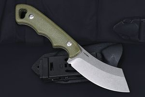 Kampanj M7643 utomhusöverlevnad Rak kniv 14C28N Stone Wash Tanto Blade Full Tang Green Micarta Handle Fixed Blade Knives With Kydex